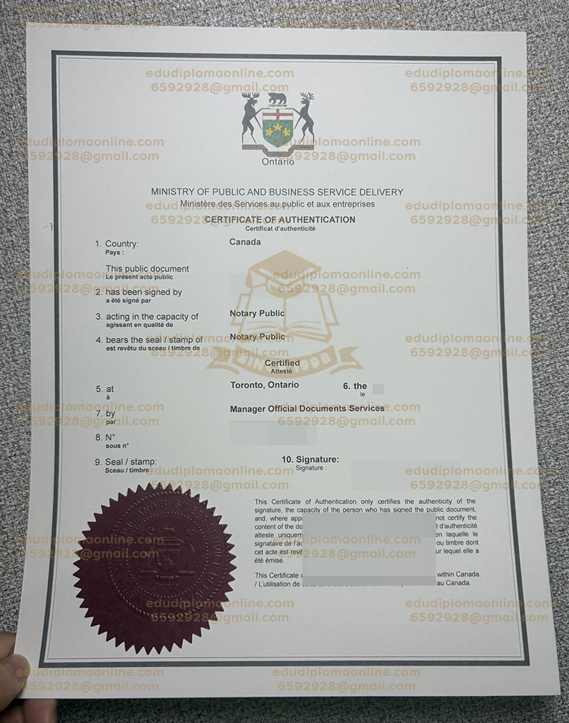 Certificate of Authenticity Ontario