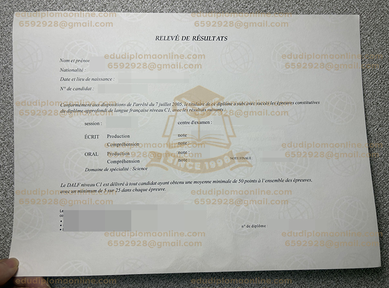 DALF C1 Certificate Back