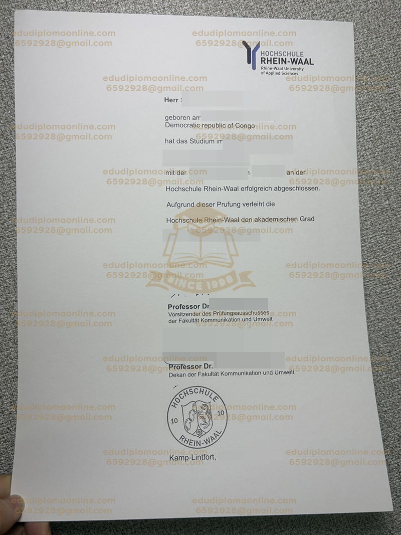 Hochschule Rhein-Waal Urkunde