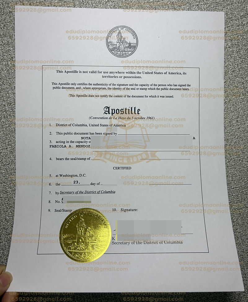 Columbia Apostille Certificate