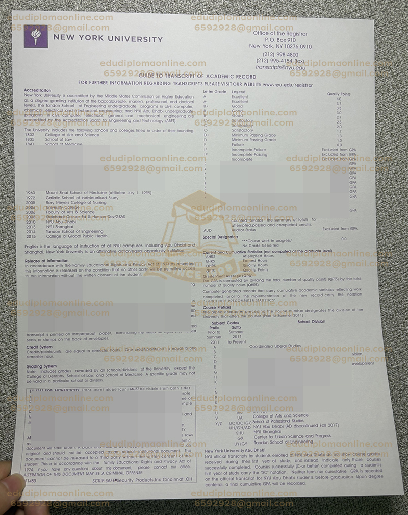 NYU Academic record Back