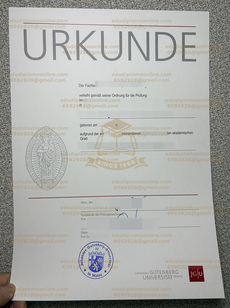 Johannes Gutenberg University Urkunde